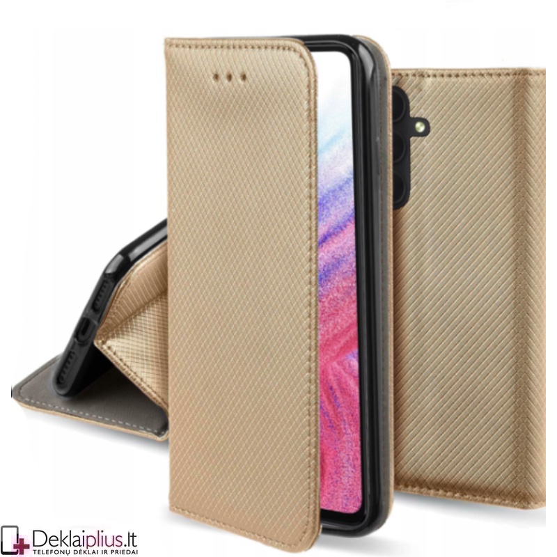 Telone atverčiamas dėklas - auksinės spalvos (Samsung Galaxy M55 5G) Telone atverčiamas dėklas - auksinės spalvos (Samsung Galaxy M55 5G)